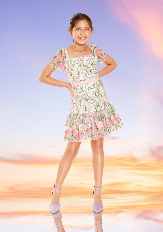 Clara Embroidered Mini Dress - CAKEWISH