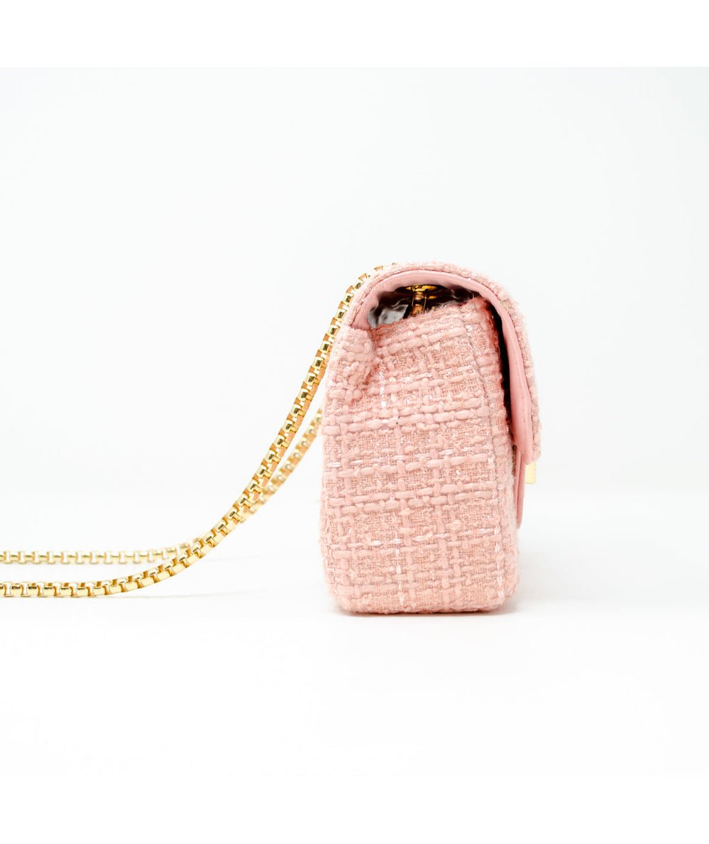 Zomi Gems Classic Tweed Handbag with structured silhouette and twist lock closure - CAKEWISH