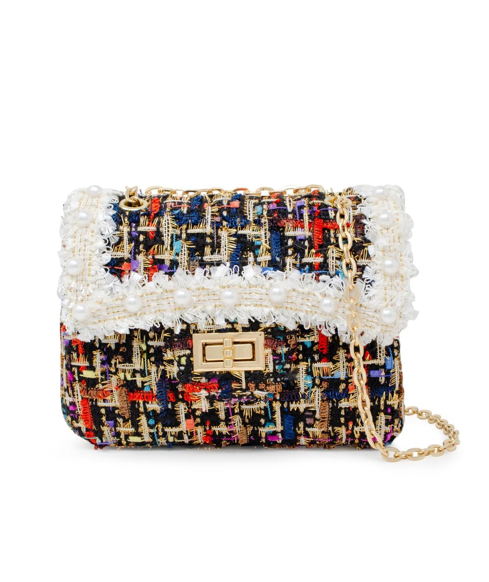 Black Classic Tweed Handbag with Pearls by Zomi Gems - CAKEWISH
