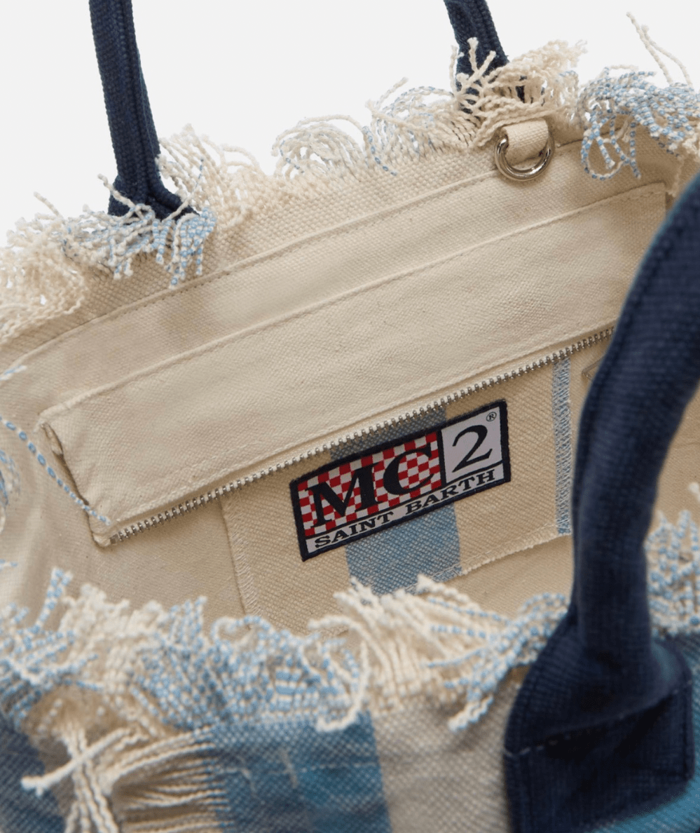 Colette Light Blue Stripe Canvas Bag - CAKEWISH