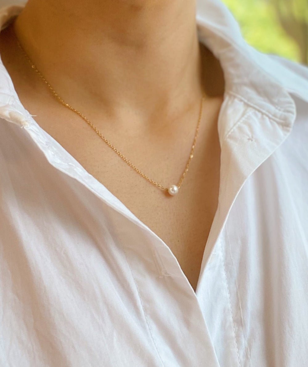 Dainty Single Pearl Necklace - CAKEWISH