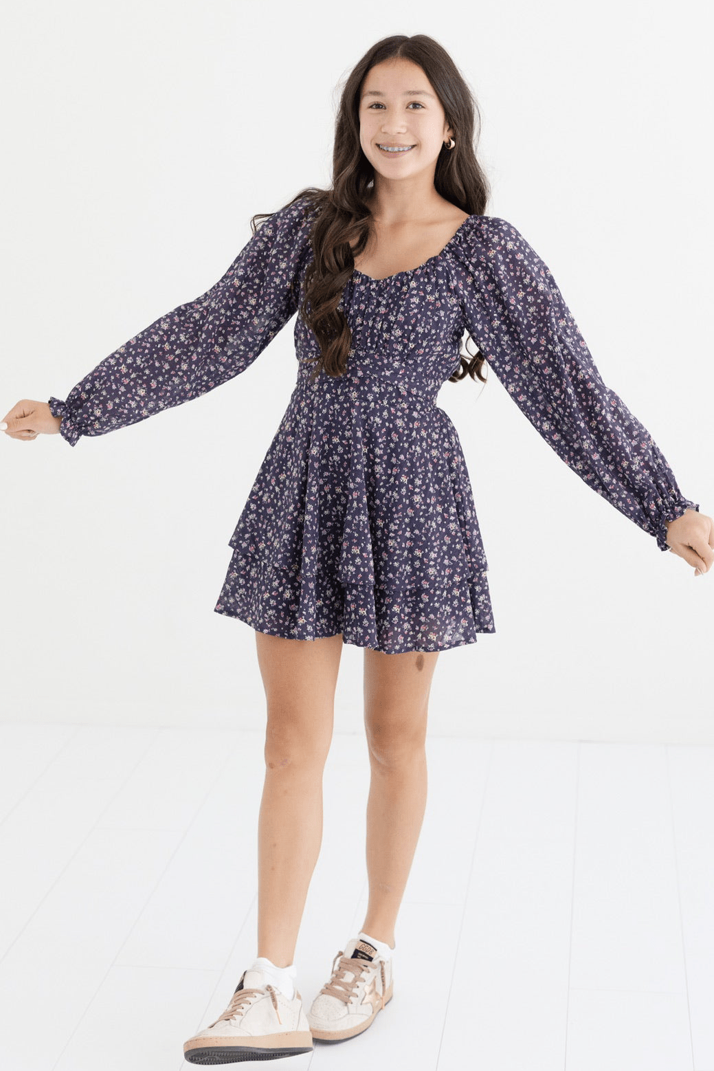 Delilah Print Long Sleeve Dress Jr - CAKEWISH