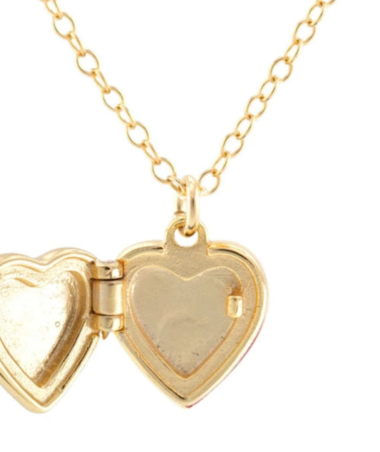 Enamel Heart Locket Necklace - CAKEWISH