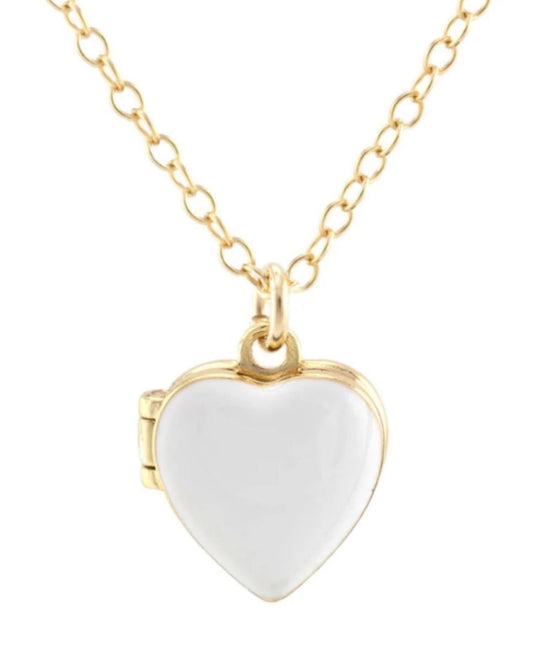 Enamel Heart Locket Necklace - CAKEWISH