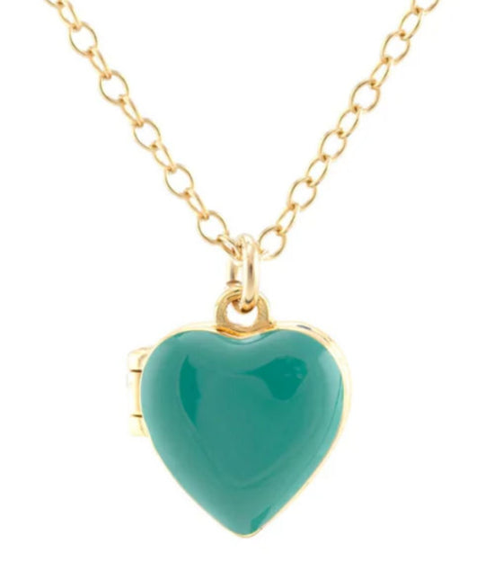 Enamel Heart Locket Necklace - CAKEWISH