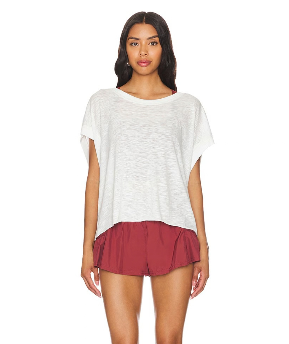 FP Movement women’s My Time Tee in white, shown from the front with an oversized fit and wide neckline.