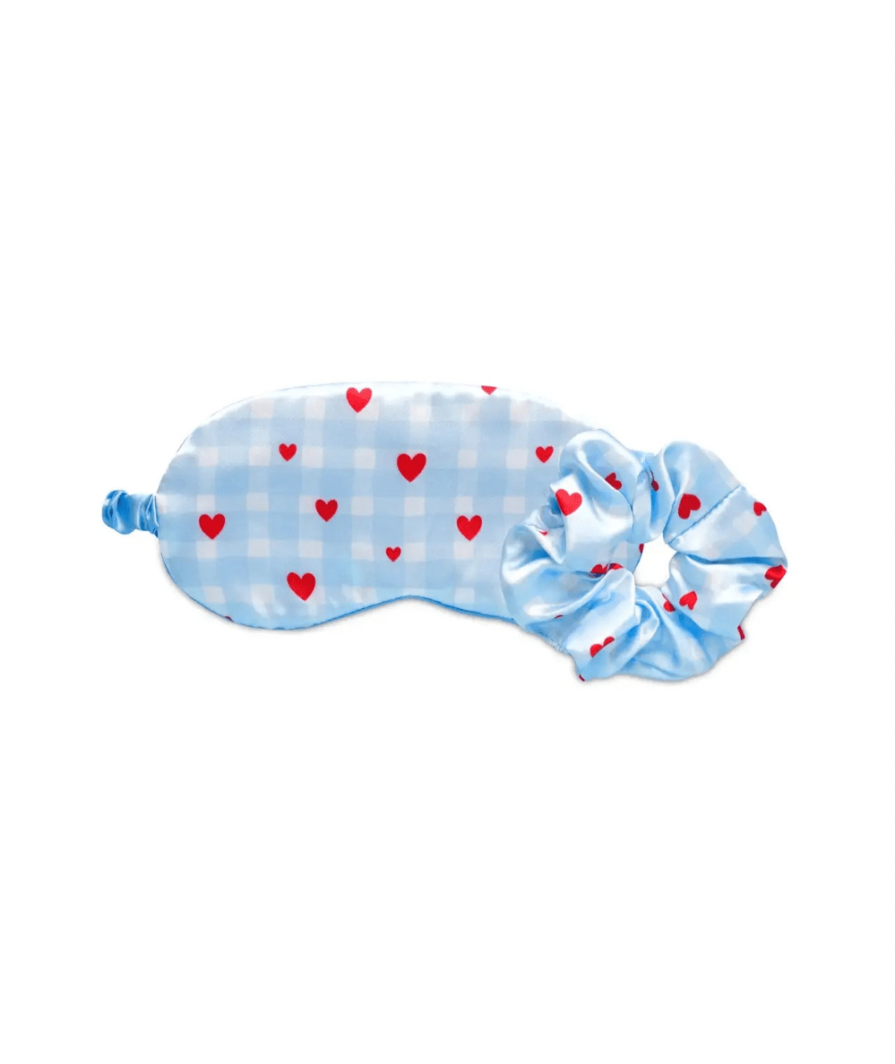 Gingham Hearts Eye Mask & Scrunchie Set - CAKEWISH