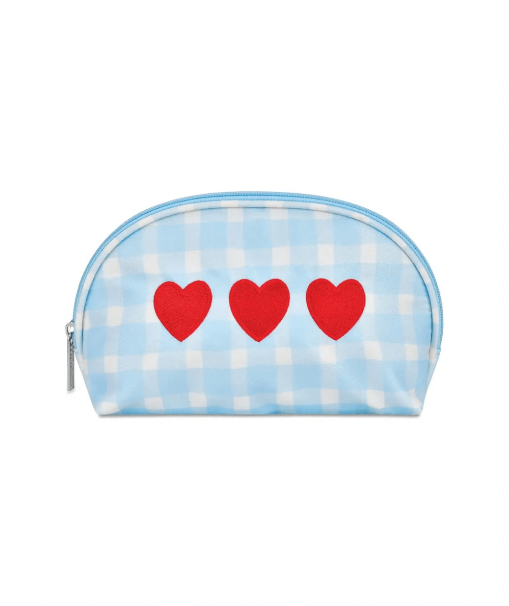 Gingham Hearts Oval Cosmetic Bag - CAKEWISH