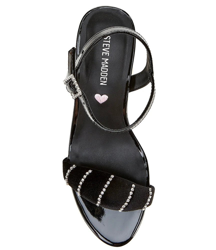 Girls Velvet Rhinestone Heels - CAKEWISH