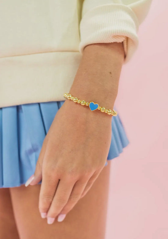 Gold Bead Enamel Heart Bracelet - CAKEWISH