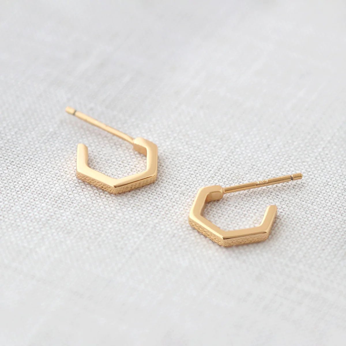 Hexagon Hinged Huggie Hoop Earring - CAKEWISH