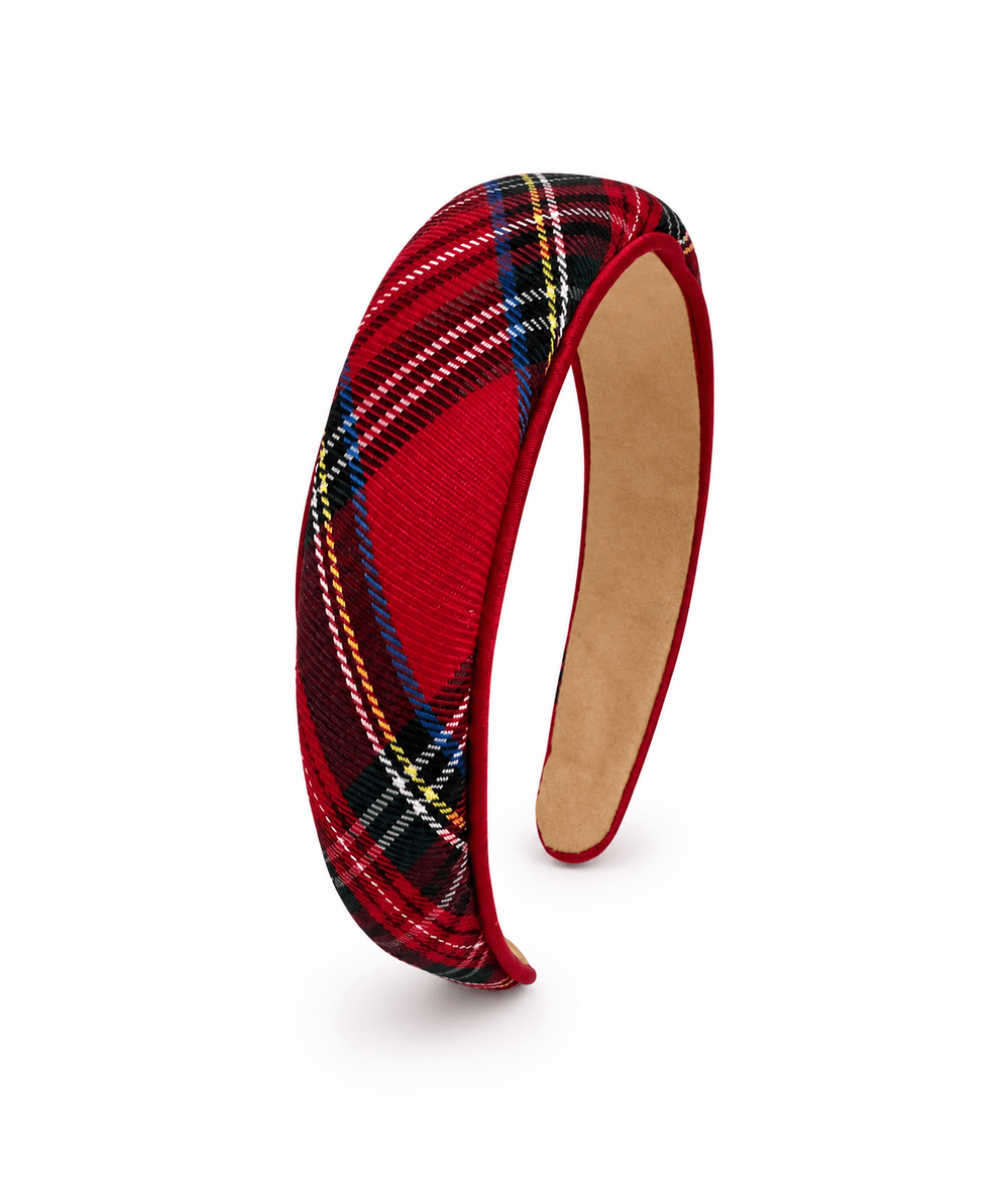 Holiday Satin Plaid Piped Headband - CAKEWISH
