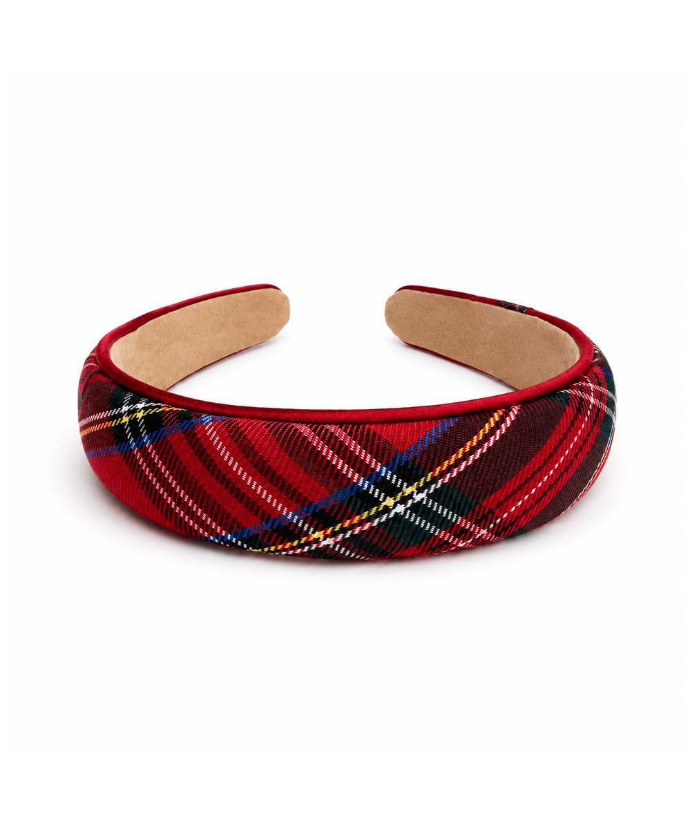Holiday Satin Plaid Piped Headband - CAKEWISH