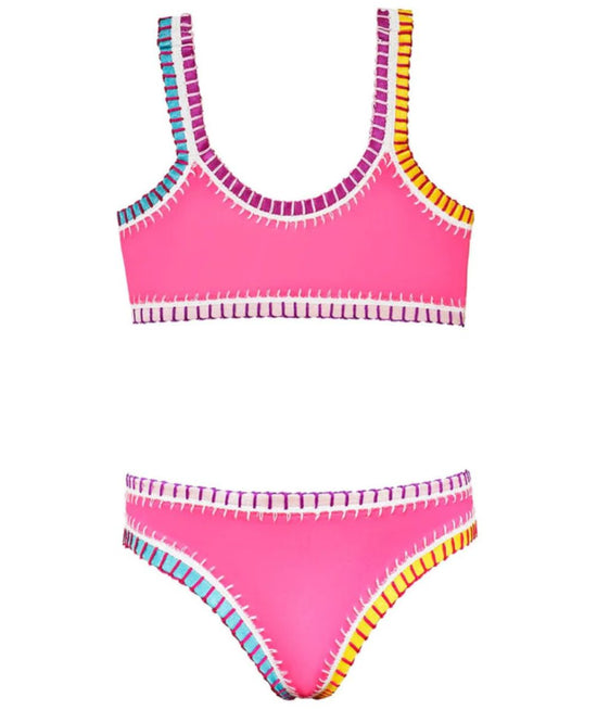 Sporty Rainbow Embroidered Bikini