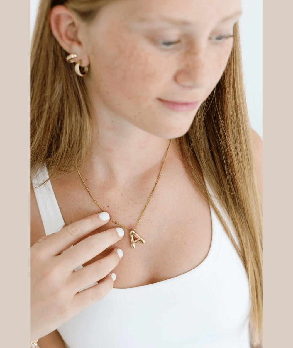 Initial Balloon gold necklace by CAKEWISH, choose an initial from A to Z - CAKEWISH