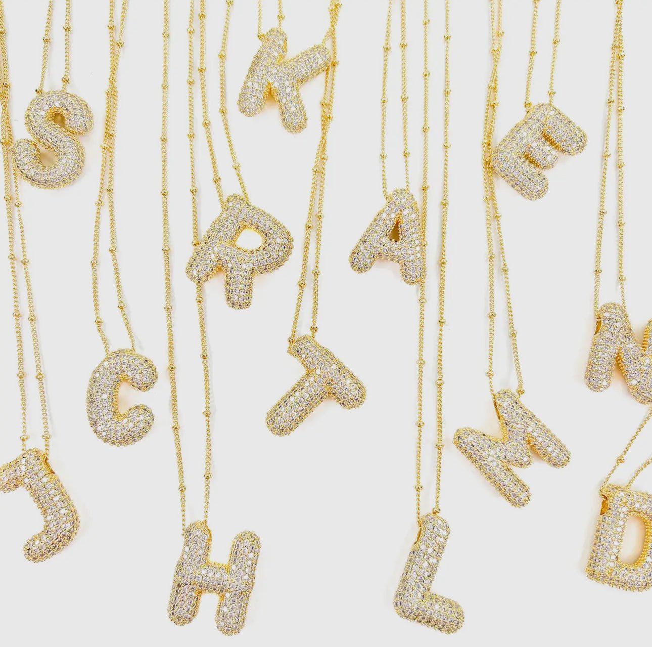 Initial CZ Balloon 18k Gold Necklace - CAKEWISH