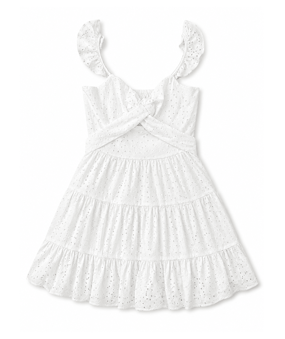 Junior Adina Twist Front Eyelet Dress - CAKEWISH