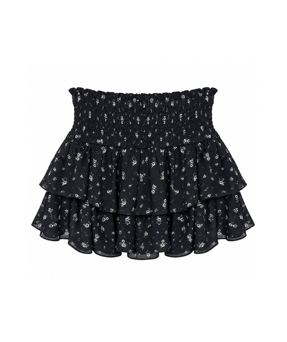 Junior Bianca Floral Print Skirt in Black Garden Bloom - CAKEWISH