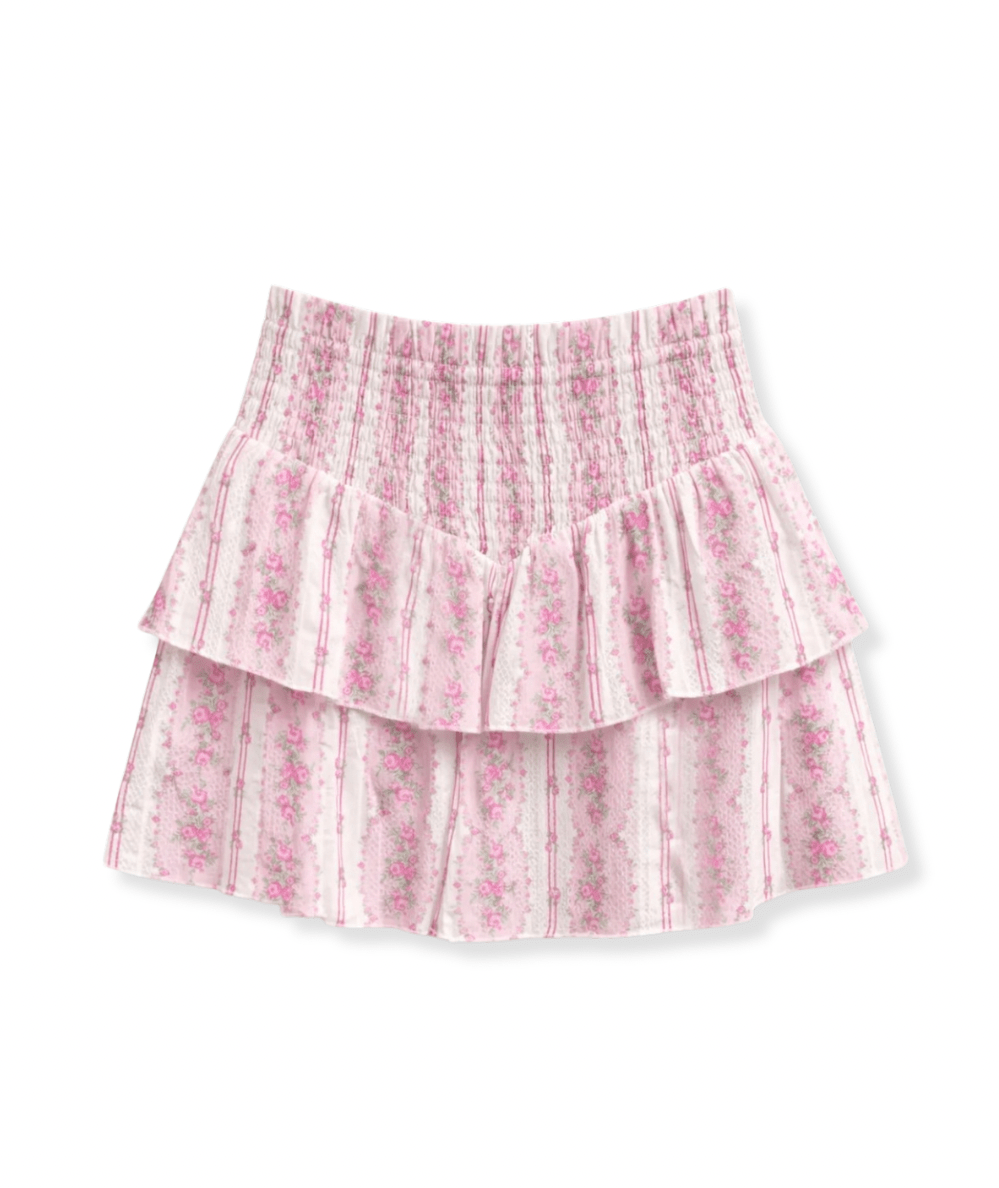 Junior Brooke Smocked Waist Floral Skirt - CAKEWISH