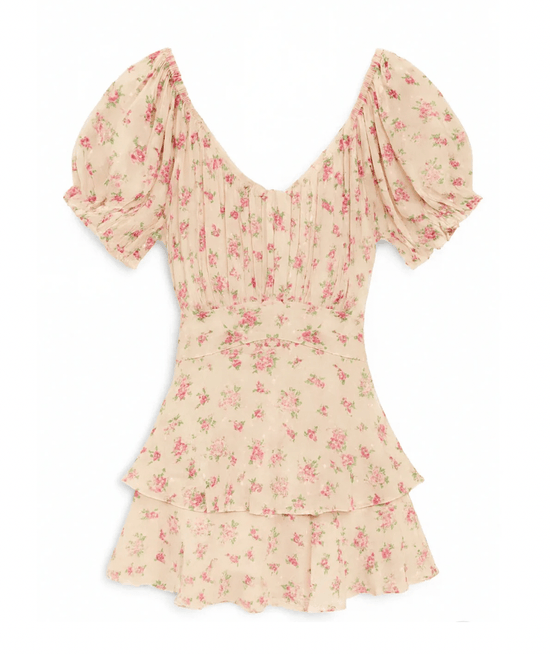 Junior Delilah Floral Print Tie - Waist Dress - CAKEWISH