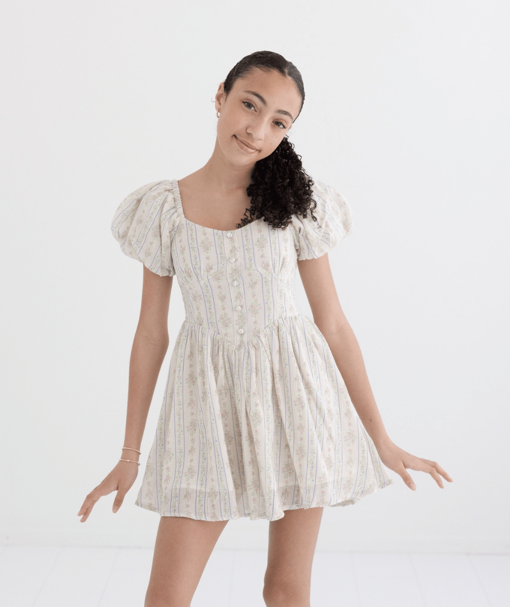 Junior Greta Corset Puff Sleeve Dress - CAKEWISH