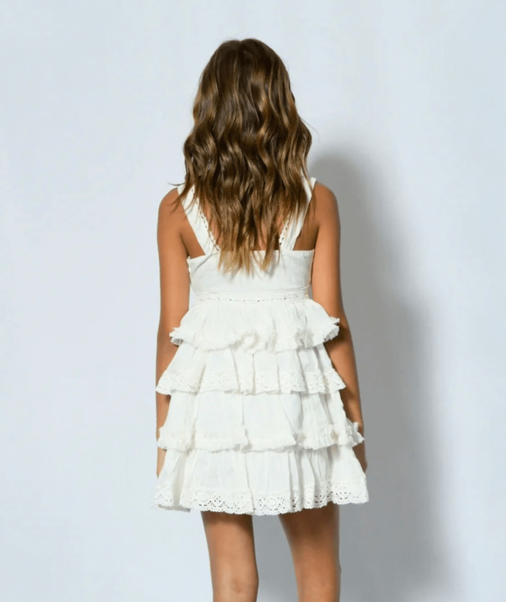 Junior Ilyana Lace Trim Ruffle Dress - CAKEWISH