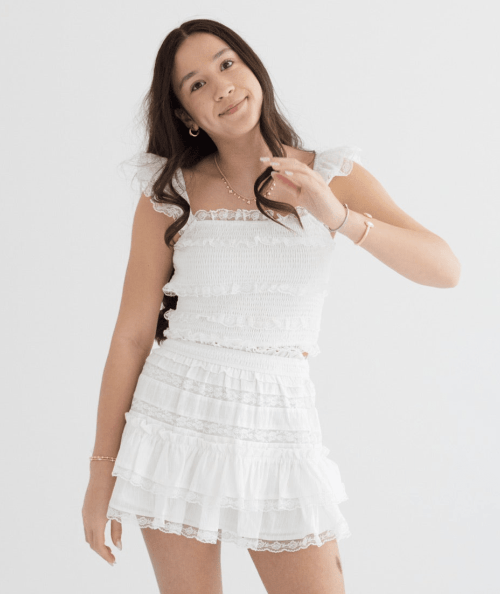 Junior Lace Trim With Ruffle Top - CAKEWISH
