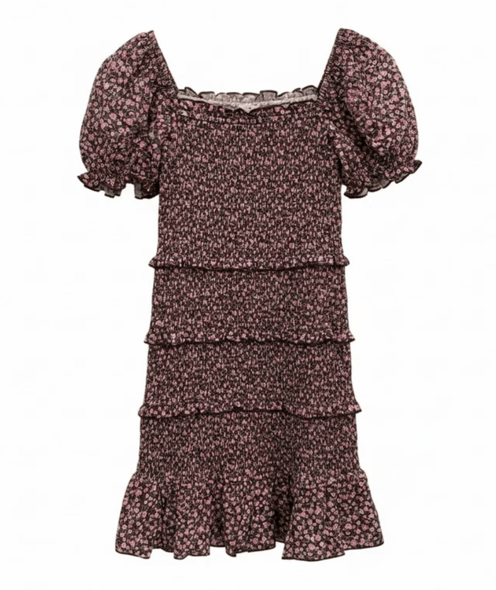 Junior Laila Floral Print Dress in Espresso Floral - CAKEWISH