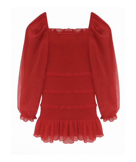 Junior Laila Solid Sheer Long Sleeve Dress - CAKEWISH