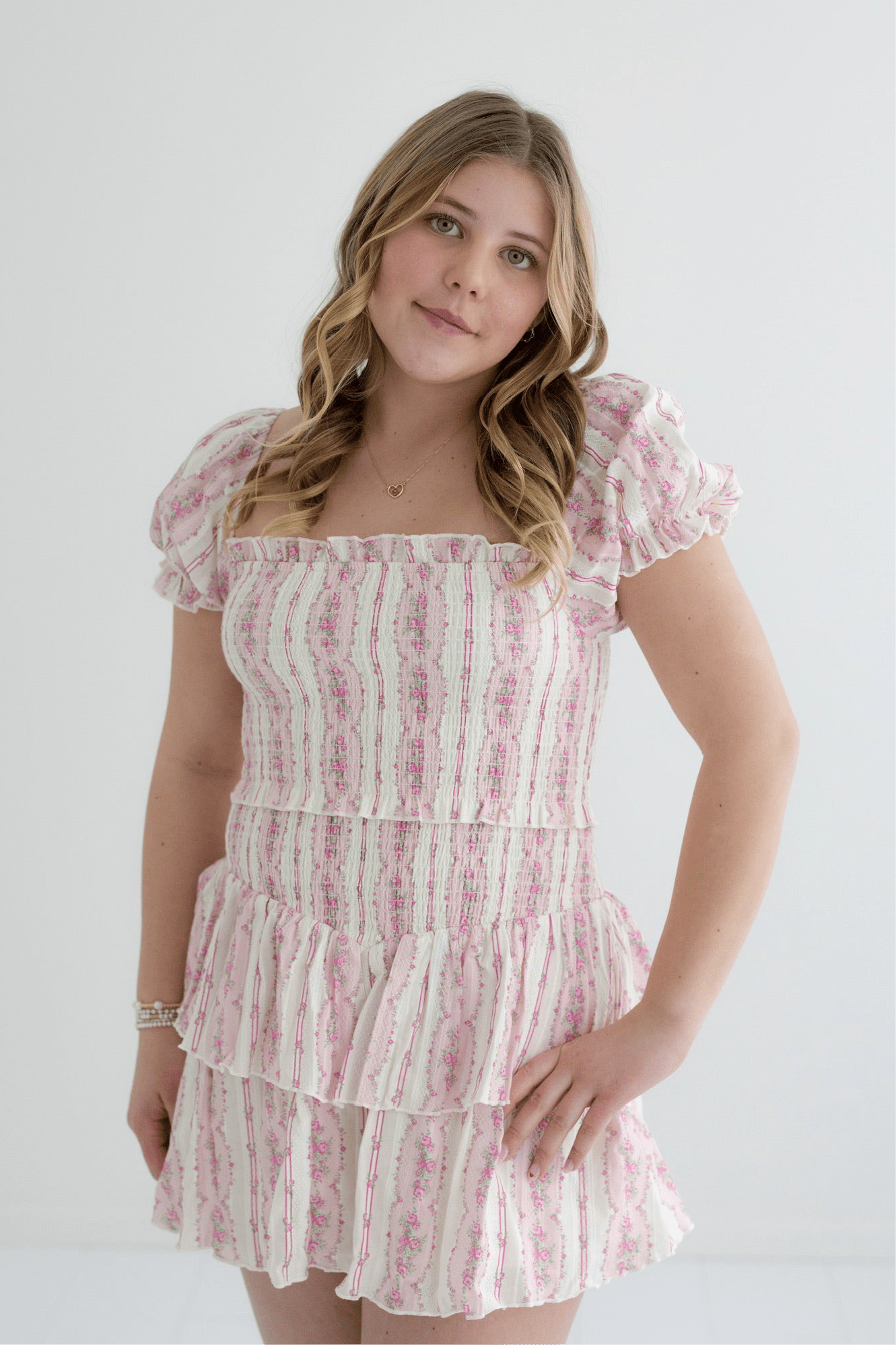 Junior Lainey Short Sleeve Floral Dress - CAKEWISH