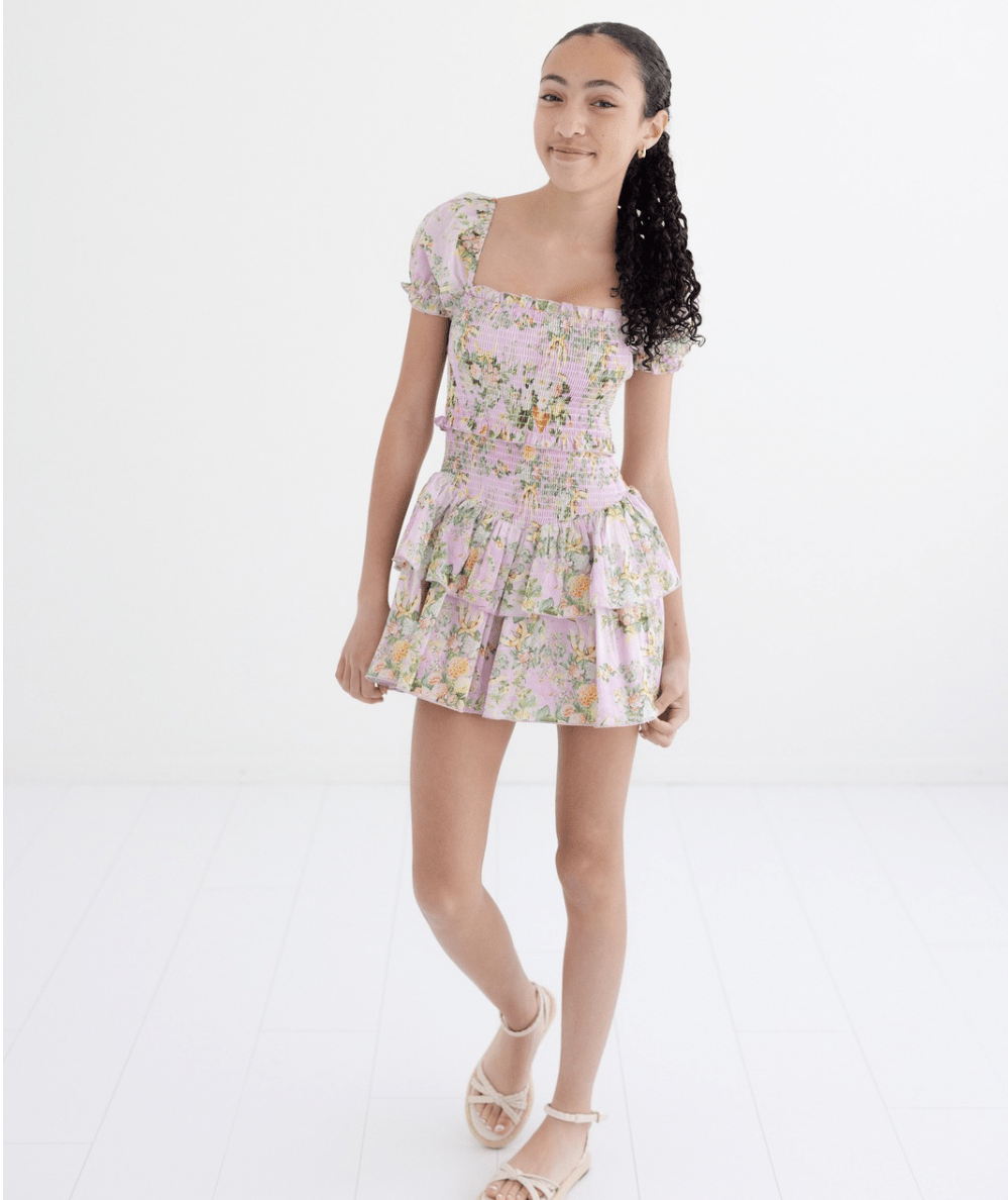 Junior Lainey Short Sleeve Floral Dress - CAKEWISH