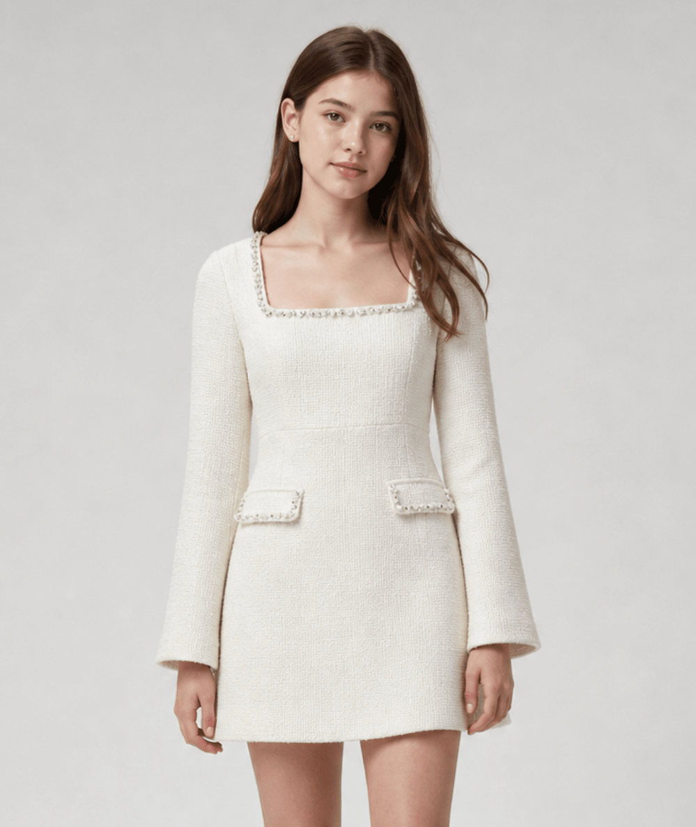 KatieJ NYC Junior Long Sleeve Christine Dress