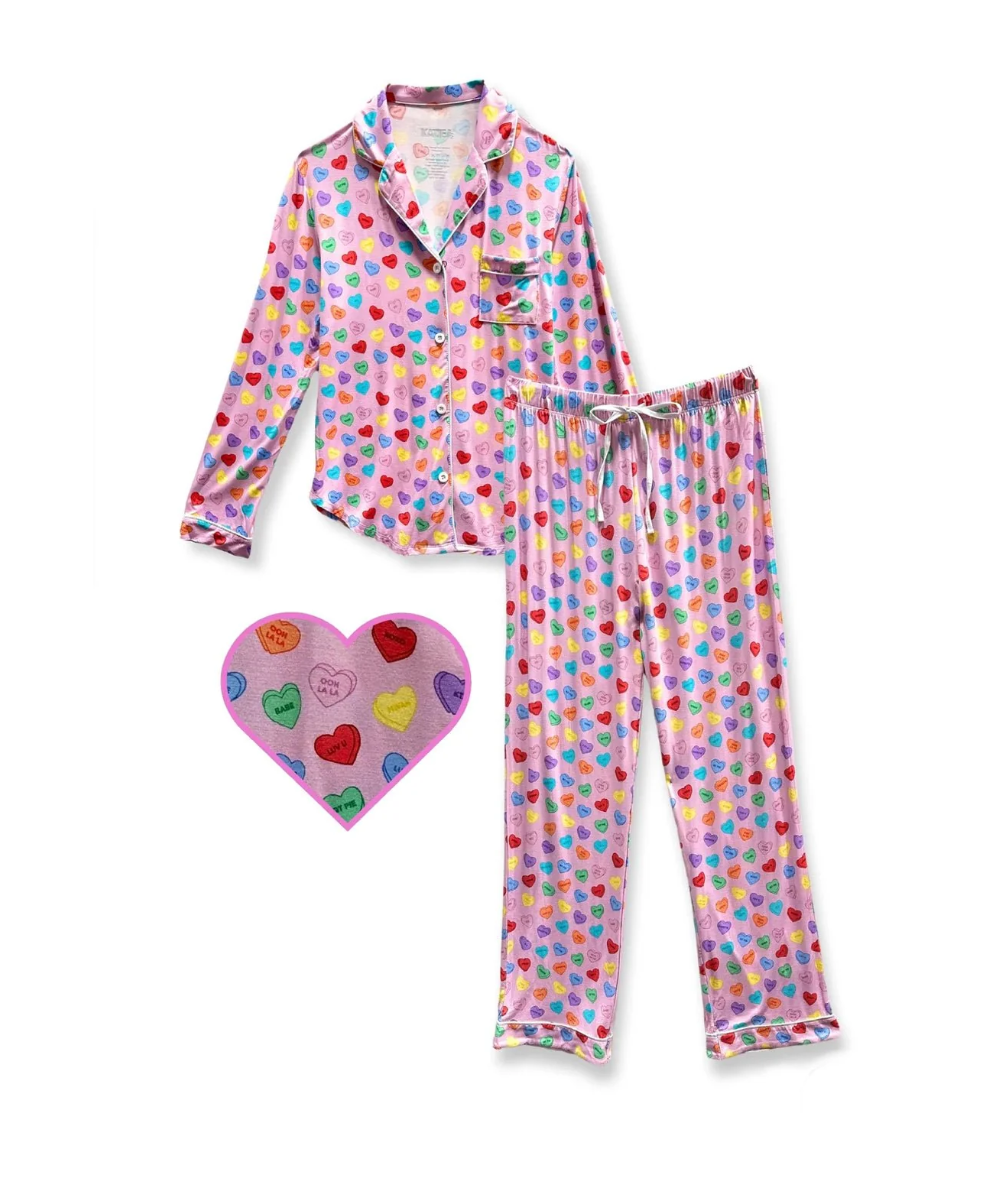 KatieJ NYC Junior Maia Love Print Lounge Set, Valentine's pajamas in Sweethearts - CAKEWISH