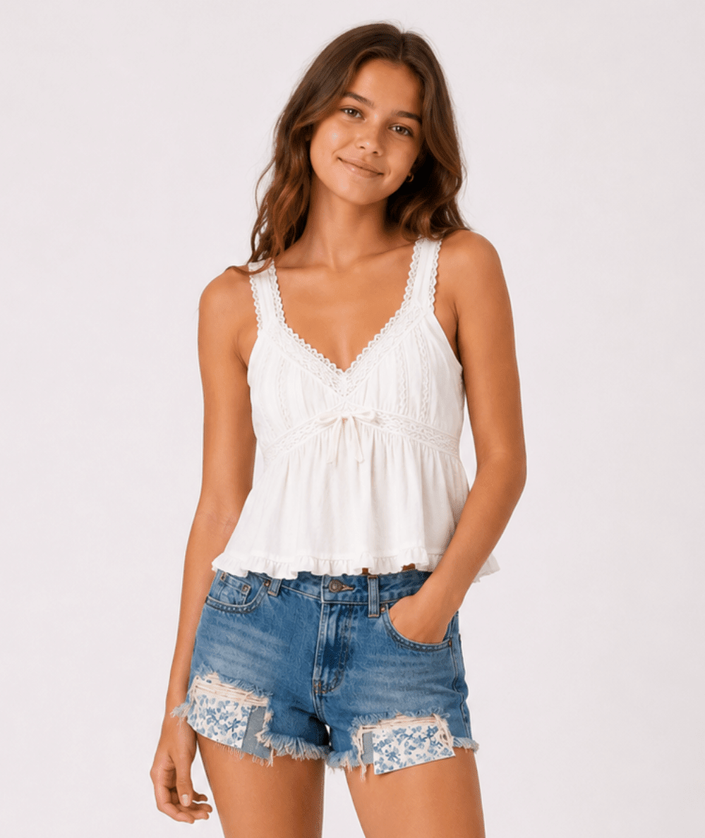 Junior Malibu Print Pocket Denim Short - CAKEWISH
