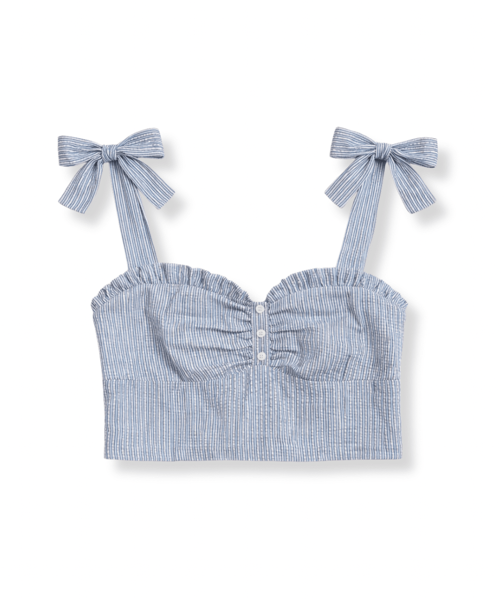 Junior Mason Seersucker Sweetheart Top - CAKEWISH