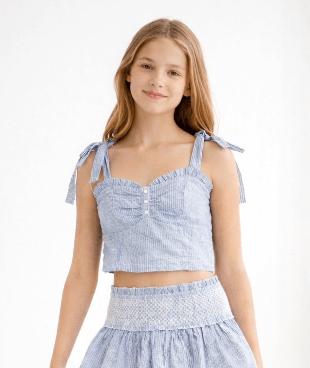 Junior Mason Seersucker Sweetheart Top - CAKEWISH