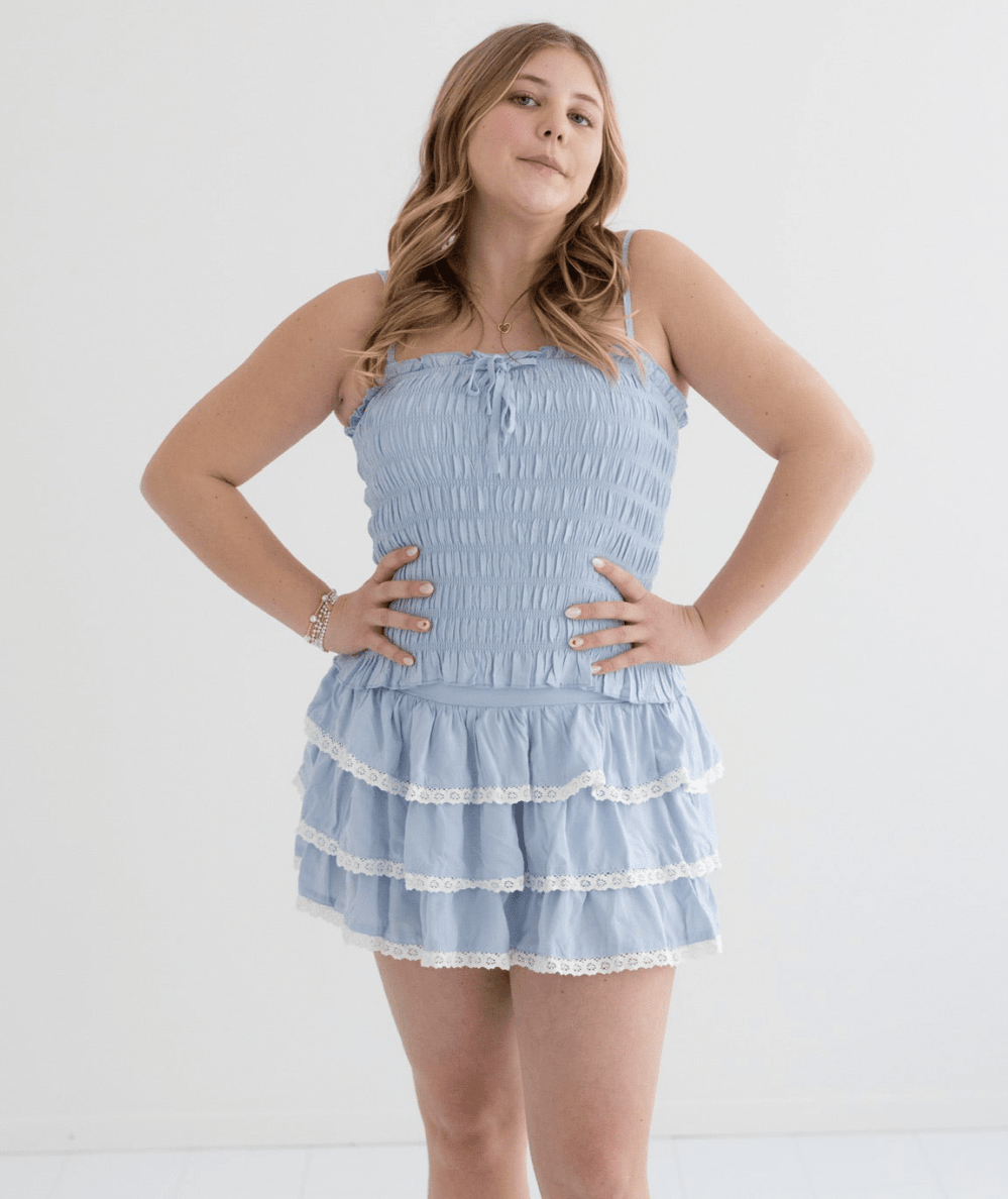 Junior Melody Drop Waist Lace Trim Skirt - CAKEWISH