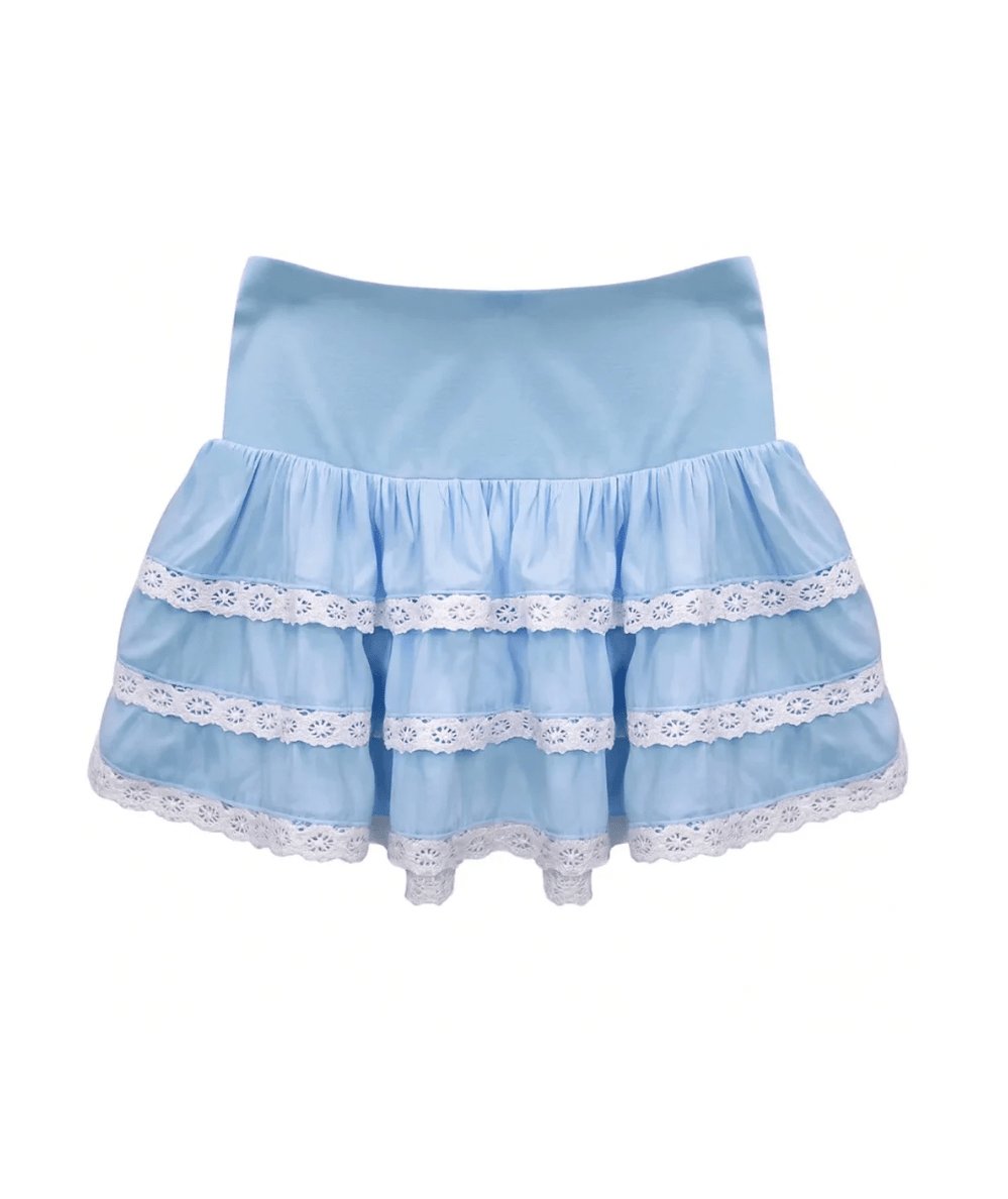 Junior Melody Drop Waist Lace Trim Skirt - CAKEWISH