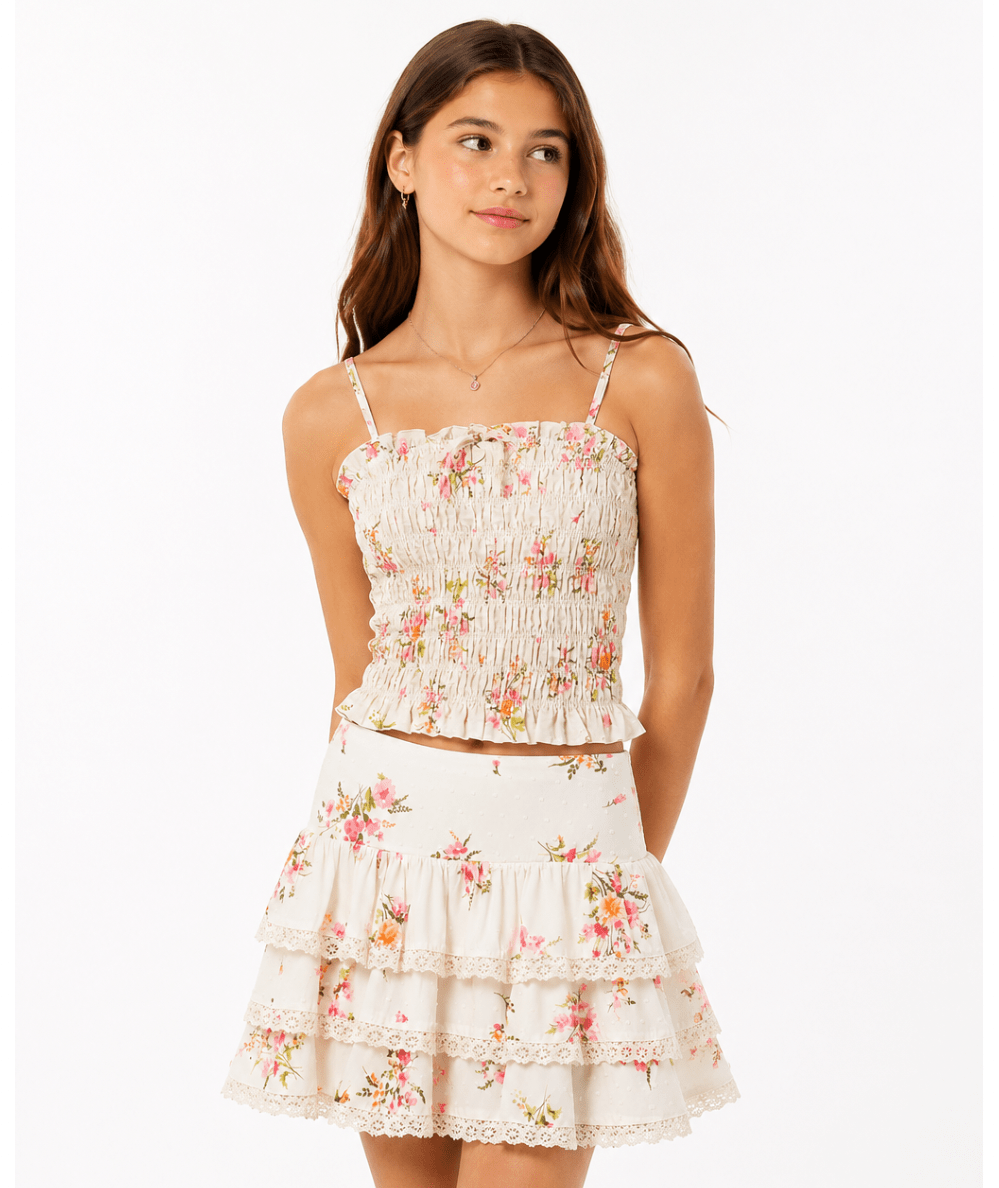 Junior Melody Tiered Floral Skirt - CAKEWISH