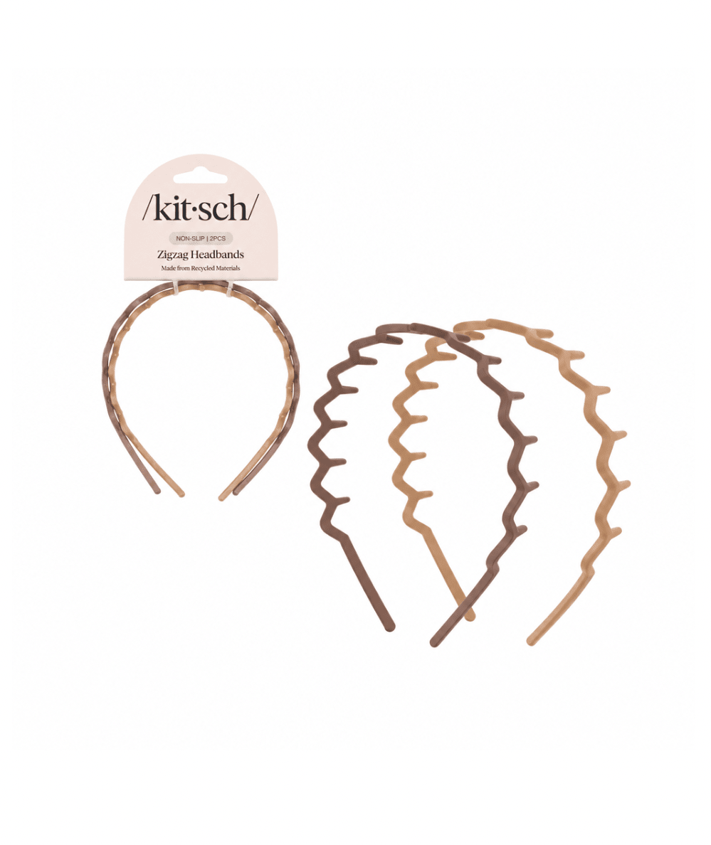 Zig Zag Headband 2-Piece Set – Neutral by Kitsch with two zigzag headbands - CAKEWISH.