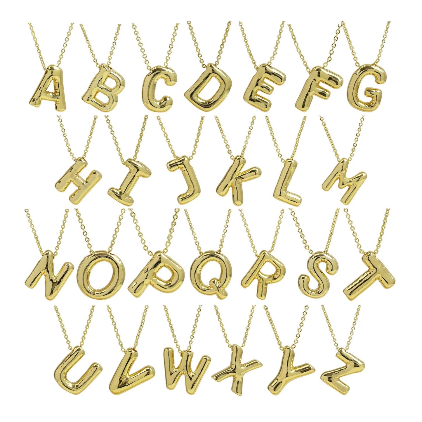 Medium Initial Balloon Bubble Gold Necklace - CAKEWISH