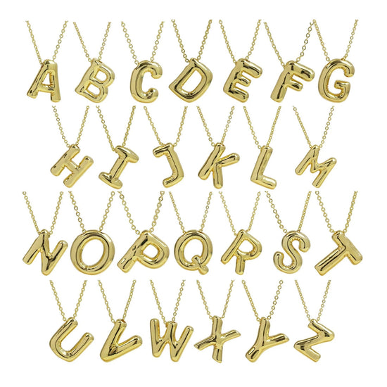 Medium Initial Balloon Bubble Gold Necklace - CAKEWISH