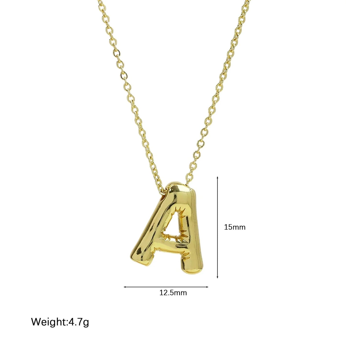 Medium Initial Balloon Bubble Gold Necklace - CAKEWISH