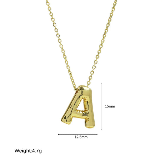 Medium Initial Balloon Bubble Gold Necklace - CAKEWISH