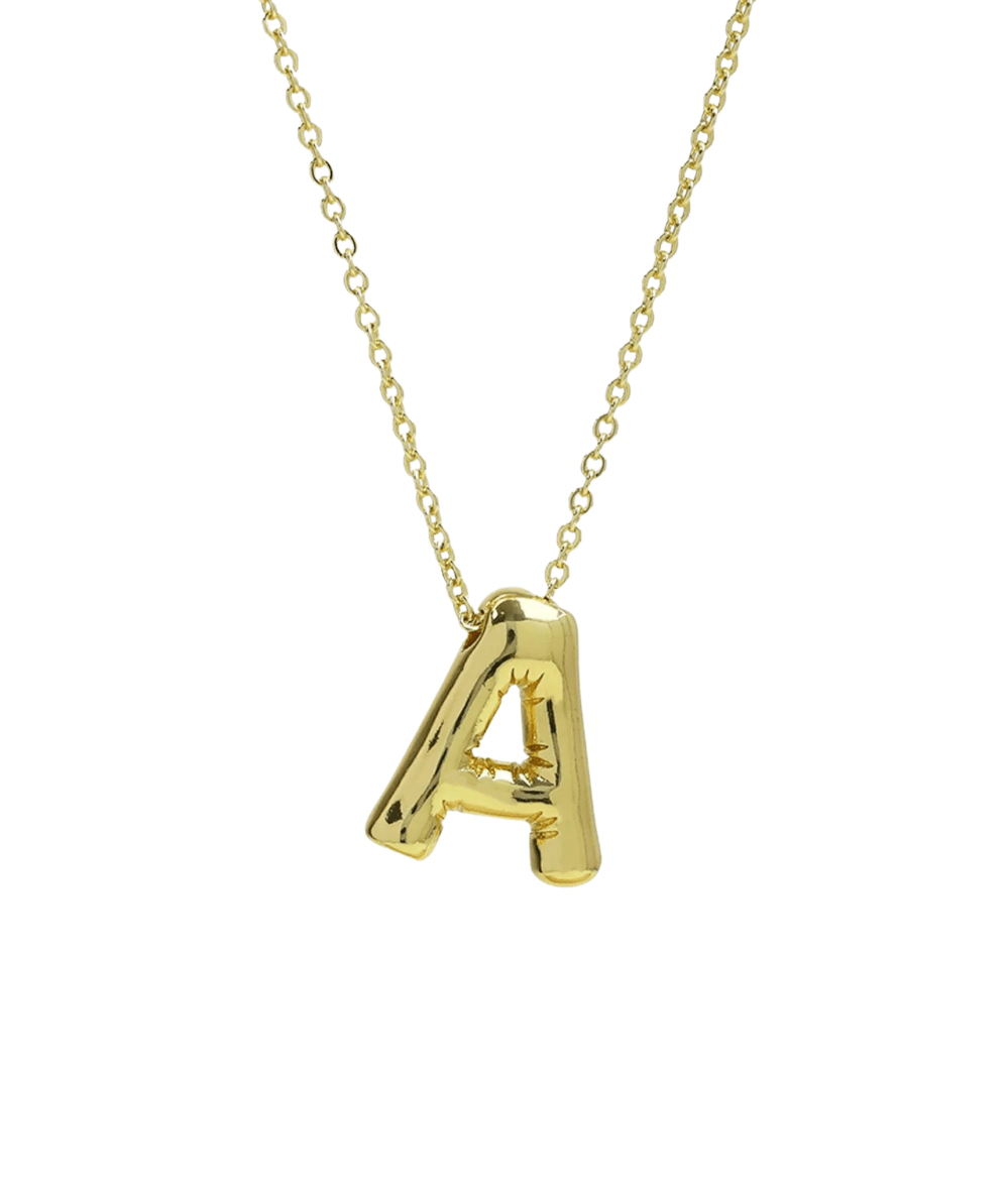 Medium Initial Balloon Bubble Gold Necklace - CAKEWISH