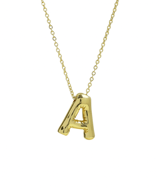 Medium Initial Balloon Bubble Gold Necklace - CAKEWISH