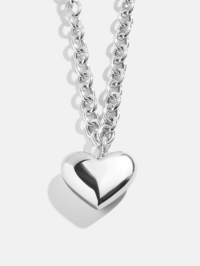Millie Silver Large Heart Necklace - CAKEWISH