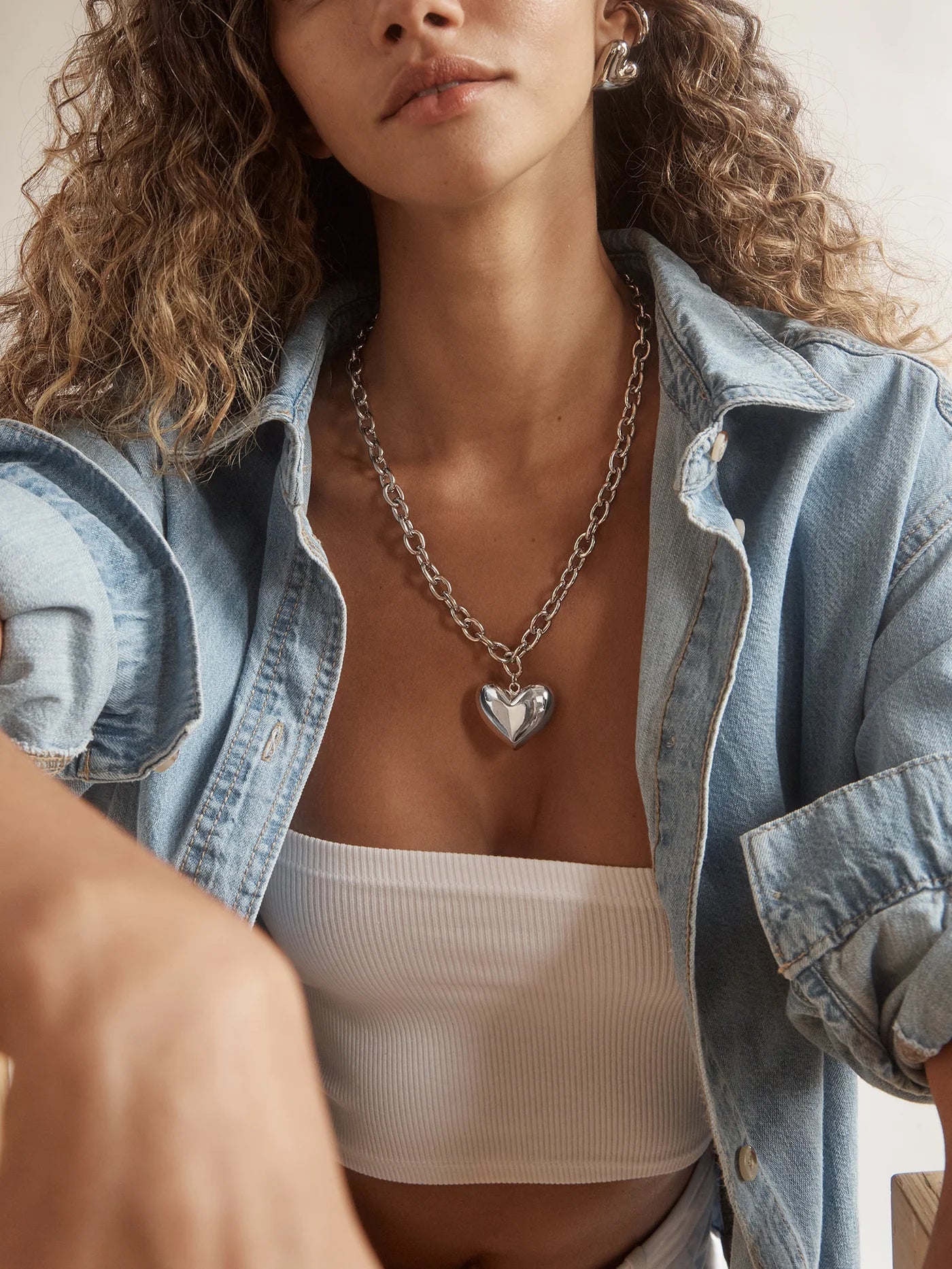 Millie Silver Large Heart Necklace - CAKEWISH
