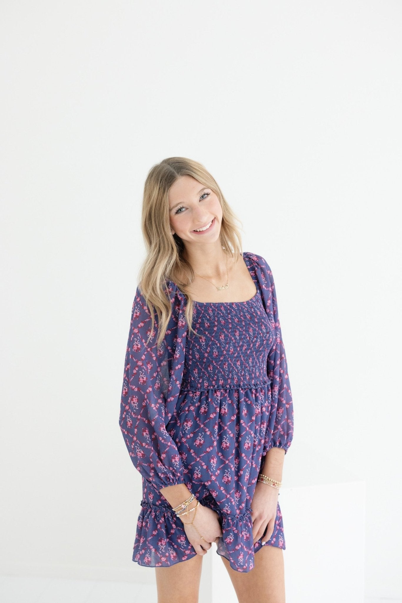 Molly Long Sleeve Floral Dress Jr - CAKEWISH