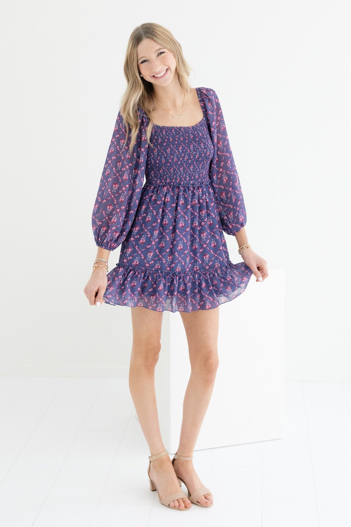 Molly Long Sleeve Floral Dress Jr - CAKEWISH